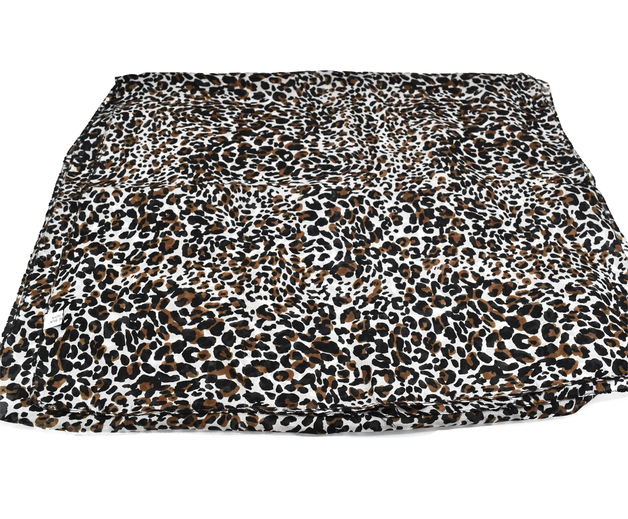 100% Silk Ivory Leopard Print Scarf