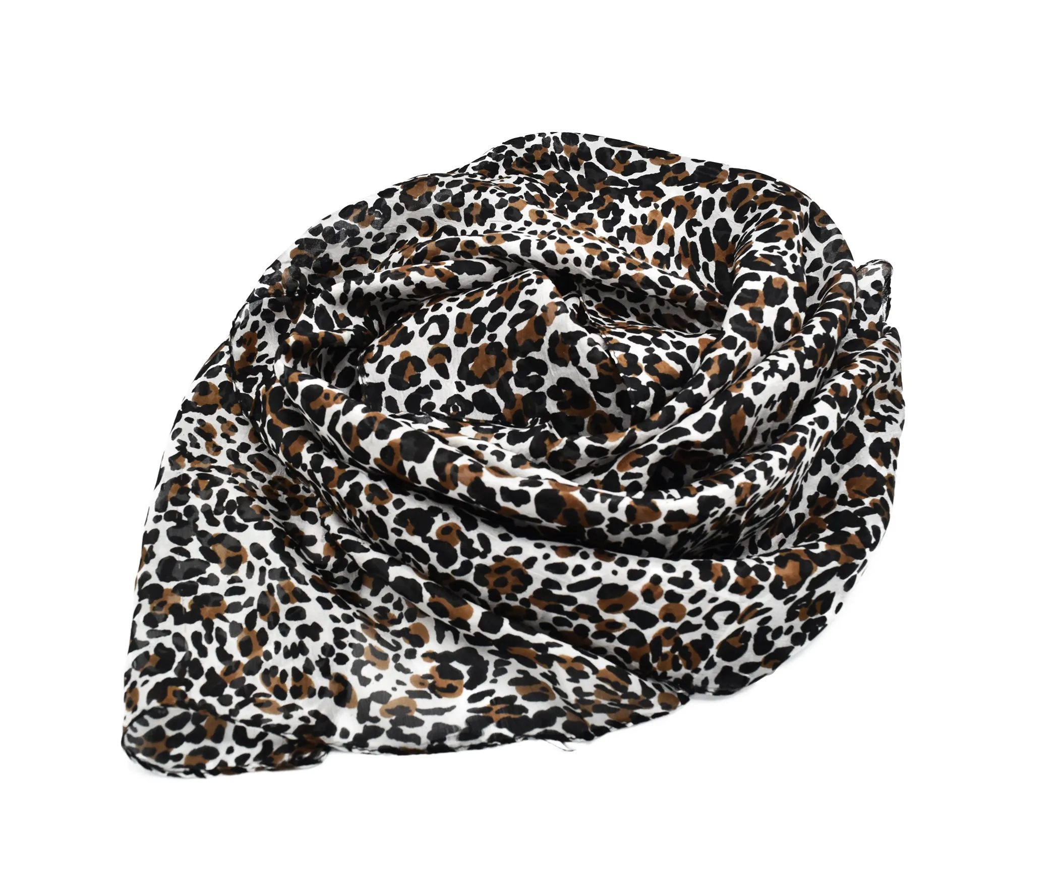 100% Silk Ivory Leopard Print Scarf