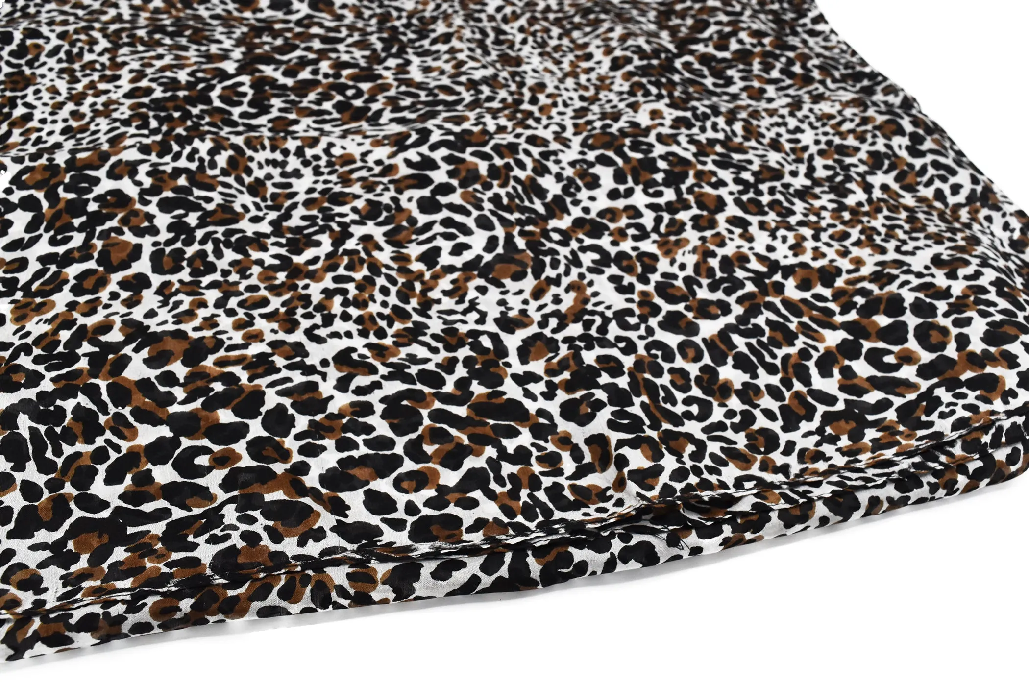 100% Silk Ivory Leopard Print Scarf