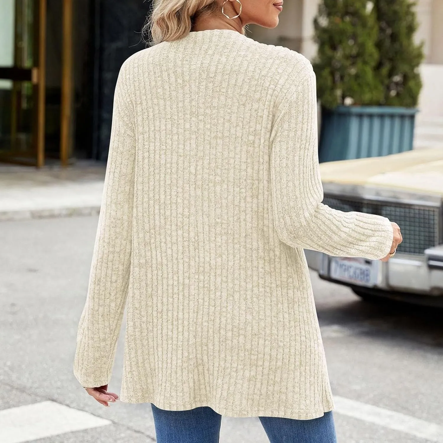 2024 Long Cardigan Sweaters For Women Trendy Chunky Cable Knit Open Front Cardigans Light Weight Cotton Fall Outfits