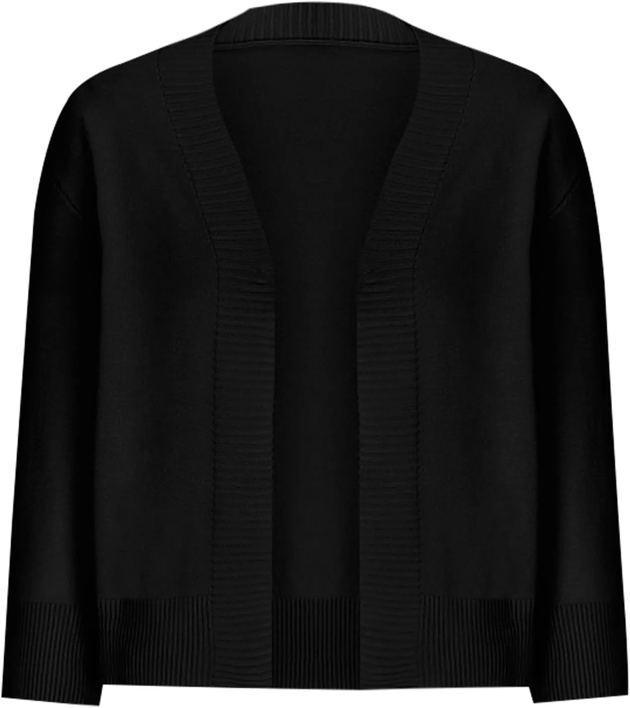 3/4 Sleeve Cardigan for Women Crochet Cropped Cardigan Cable Knit Cardigan Lightweight Casual Cardigan Solid Cardigan