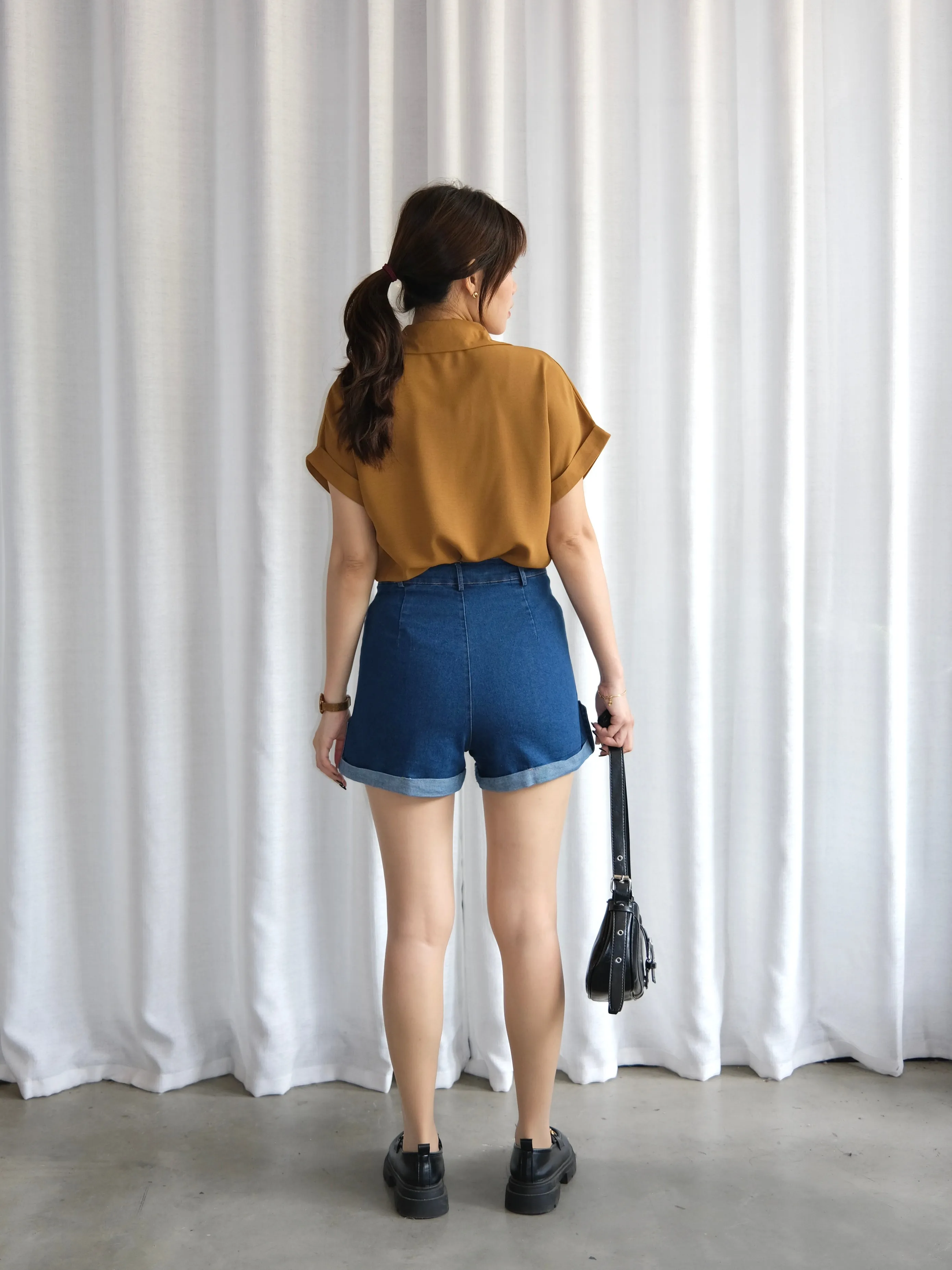 ACEWIN Double Flap Pockets Collar Blouse (Free Size) 110377