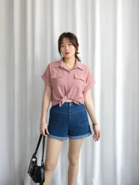 ACEWIN Double Flap Pockets Collar Blouse (Free Size) 110377