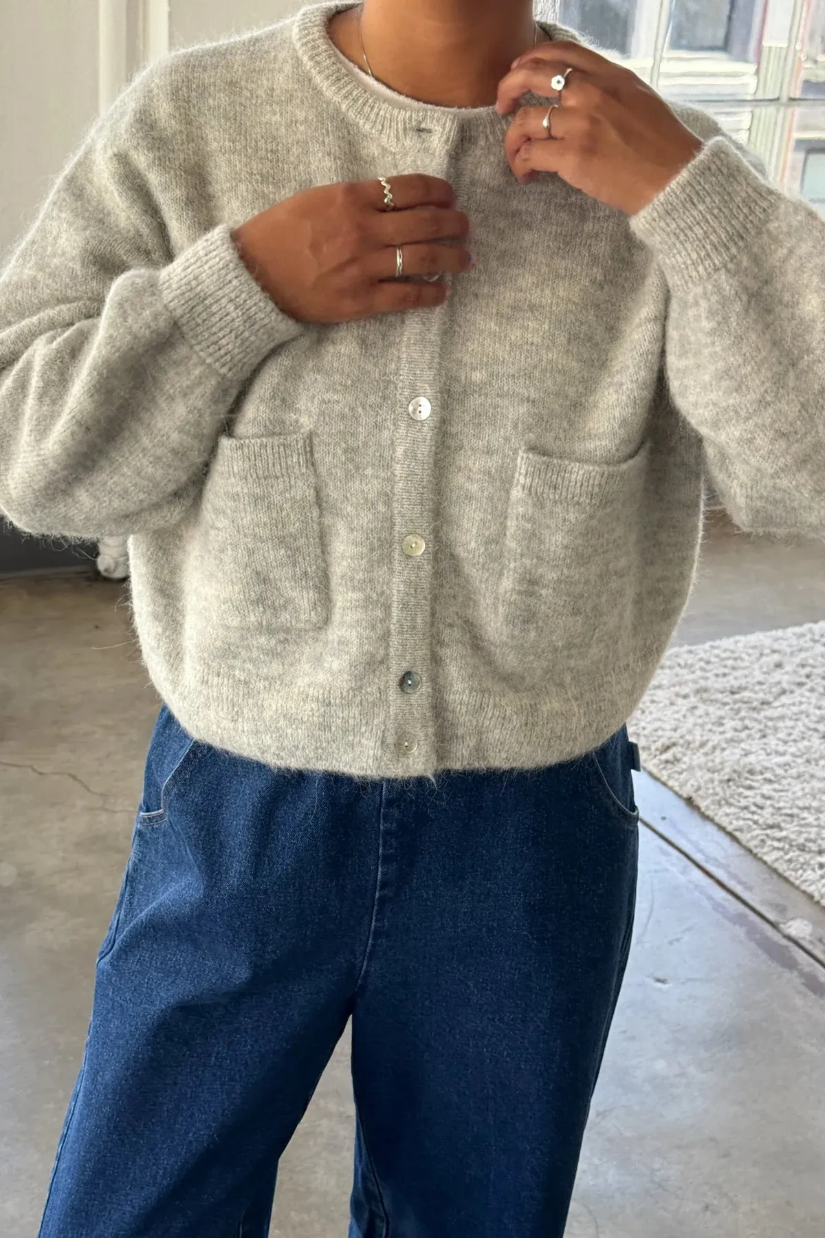 Amélie Alpaca Cardigan | Light Grey