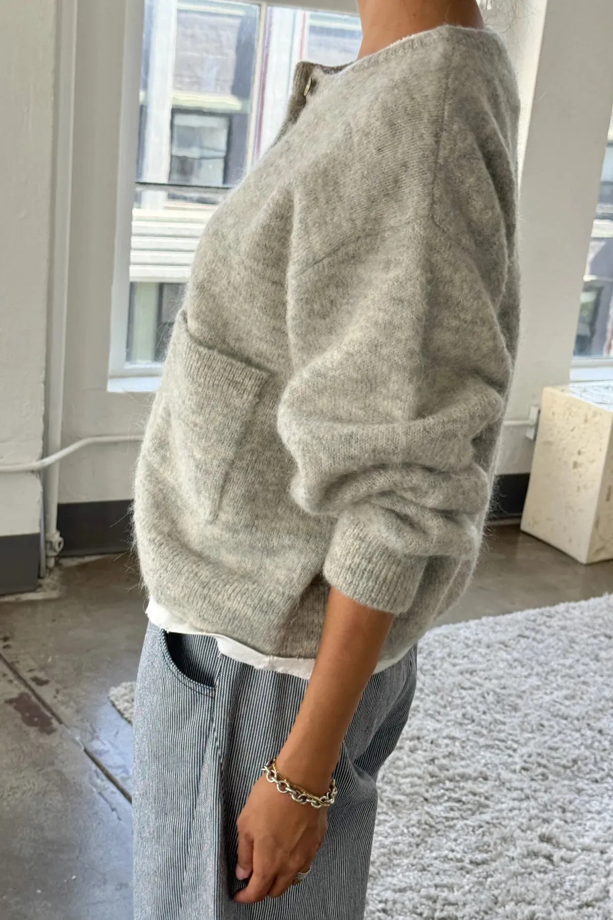 Amélie Alpaca Cardigan | Light Grey