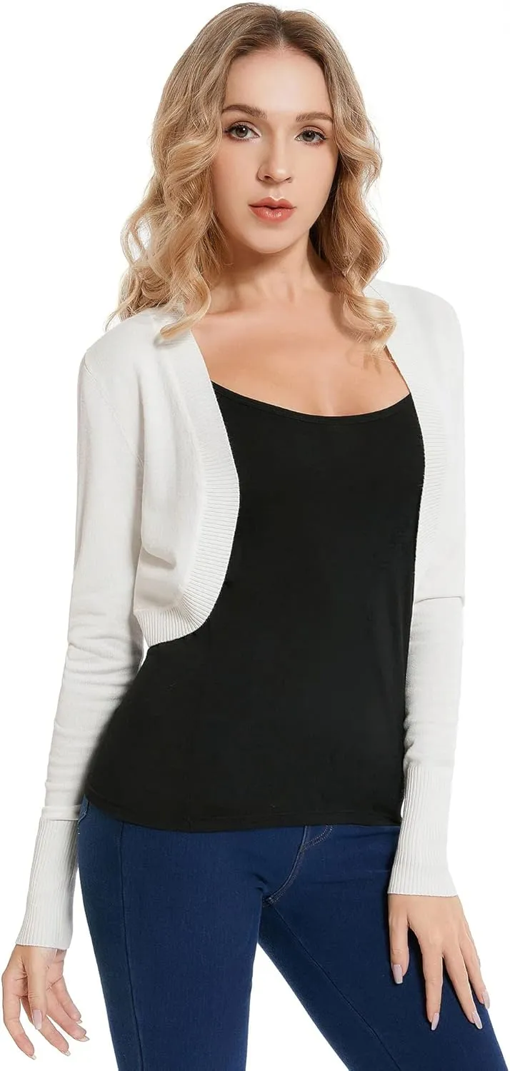 AmlieBoutik Women Long Sleeve Light Knit Bolero Shrug Cardigan