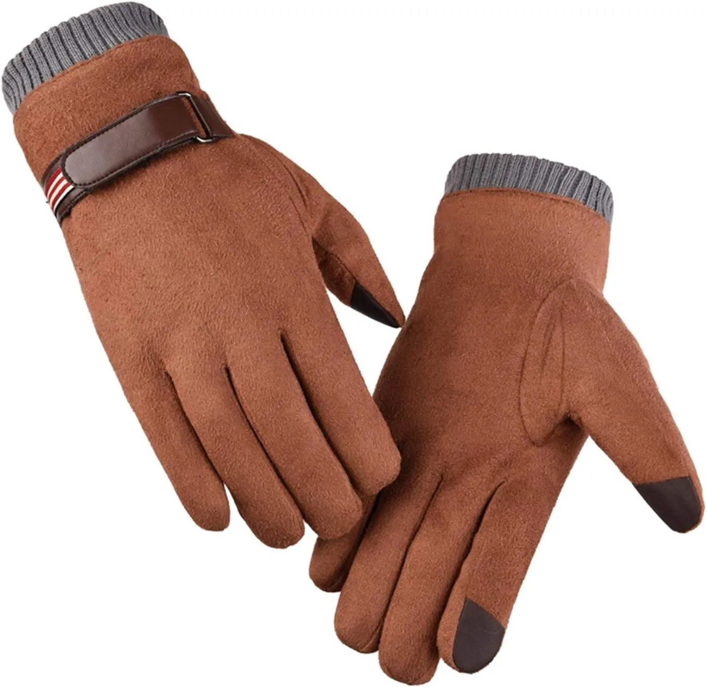Andongnywell Mens Suede Gloves Winter Touch Screen Gloves Warmer Texting Gloves Winter Thick Drive Gloves