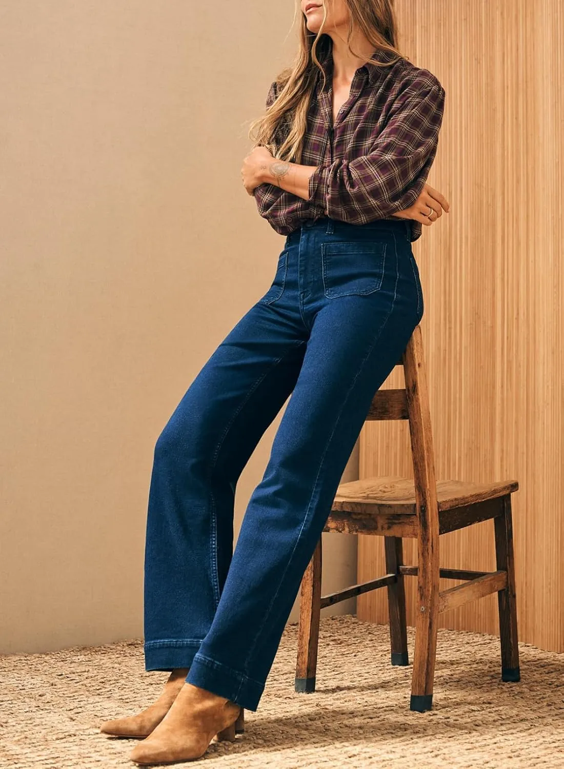 Astylish Women's Wide Leg Jeans High Waisted Stretchy Straight Leg Jeans Loose Trendy Denim Pants with Pocket