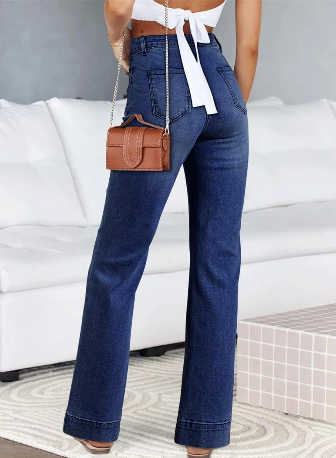 Astylish Women's Wide Leg Jeans High Waisted Stretchy Straight Leg Jeans Loose Trendy Denim Pants with Pocket