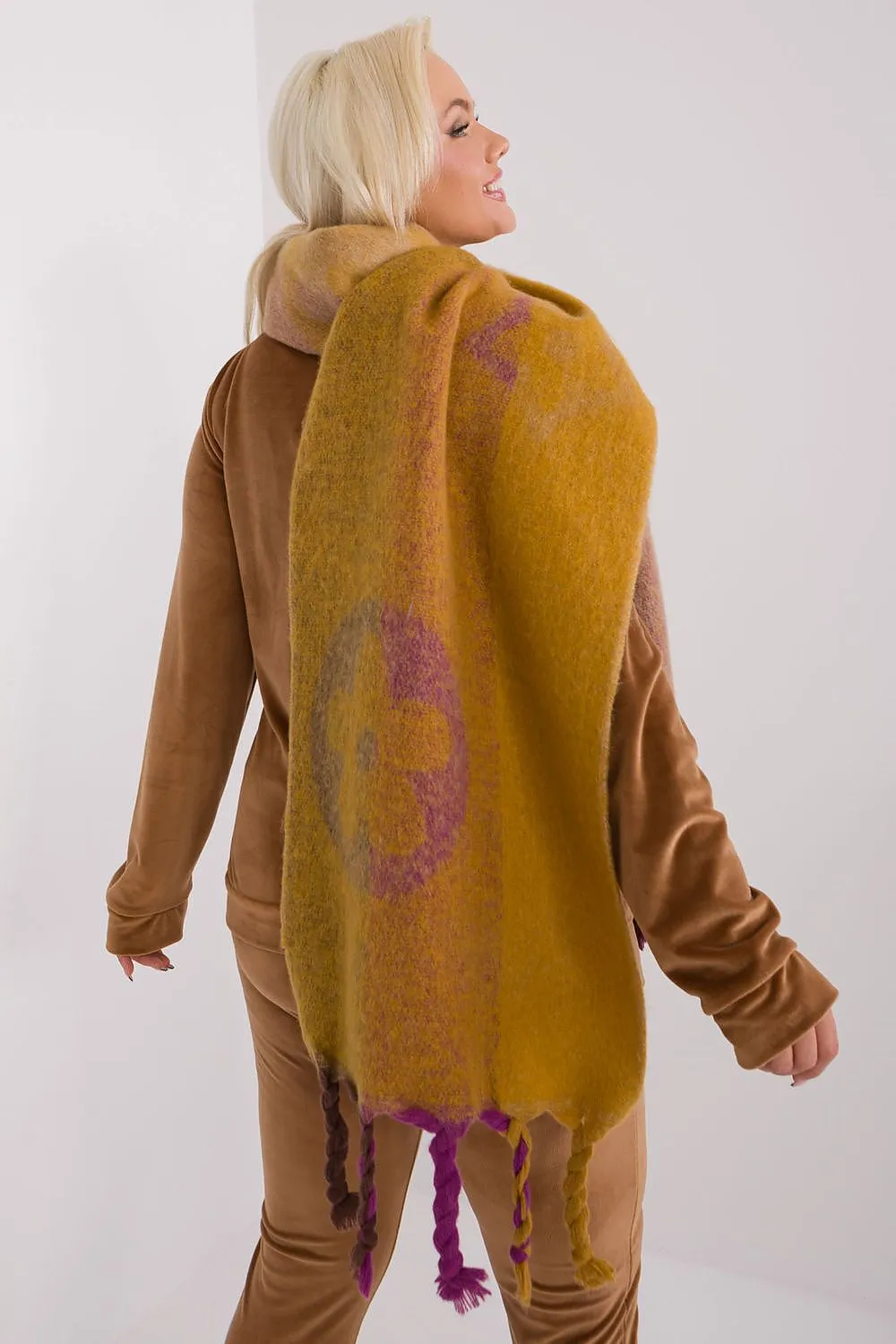 AT Abstract Print Tassel Scarf