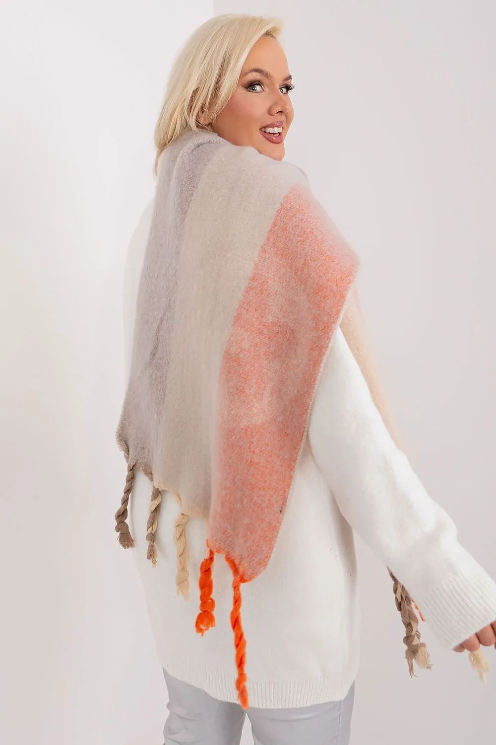 AT Abstract Print Tassel Scarf