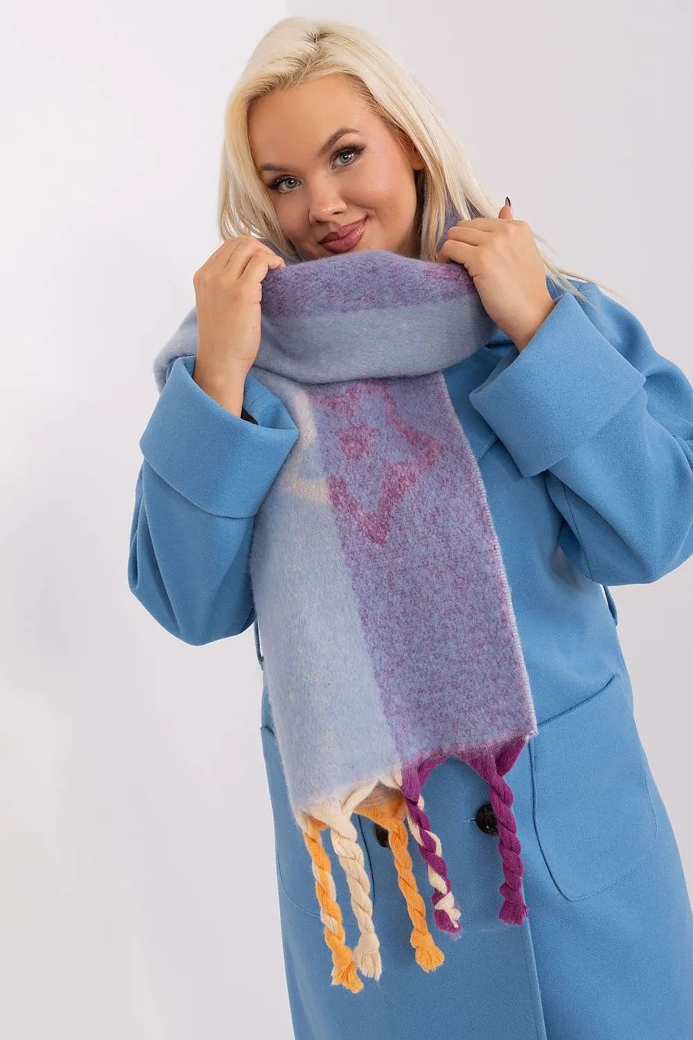 AT Abstract Print Tassel Scarf