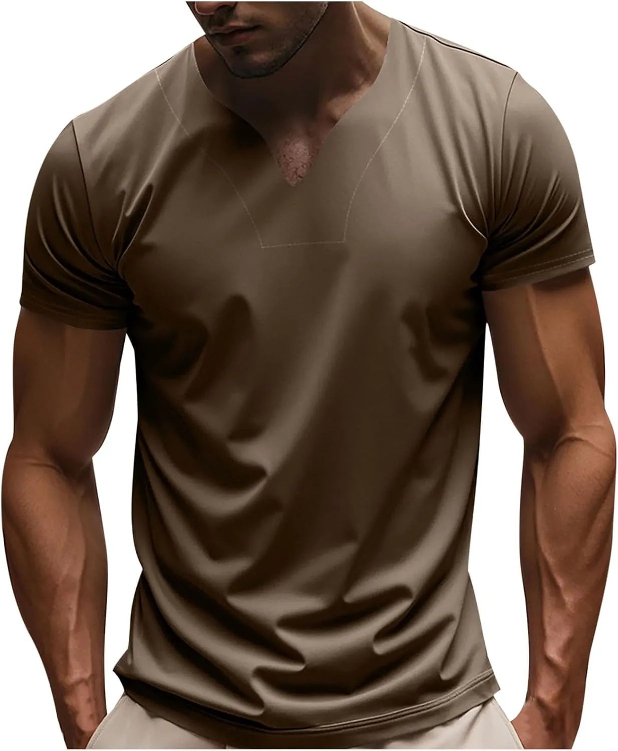 Athletic Shirts for Men Short Sleeve V Neck Basic Shirt Summer Quick Dry Casual Comfy Running Workout Pullover Tops