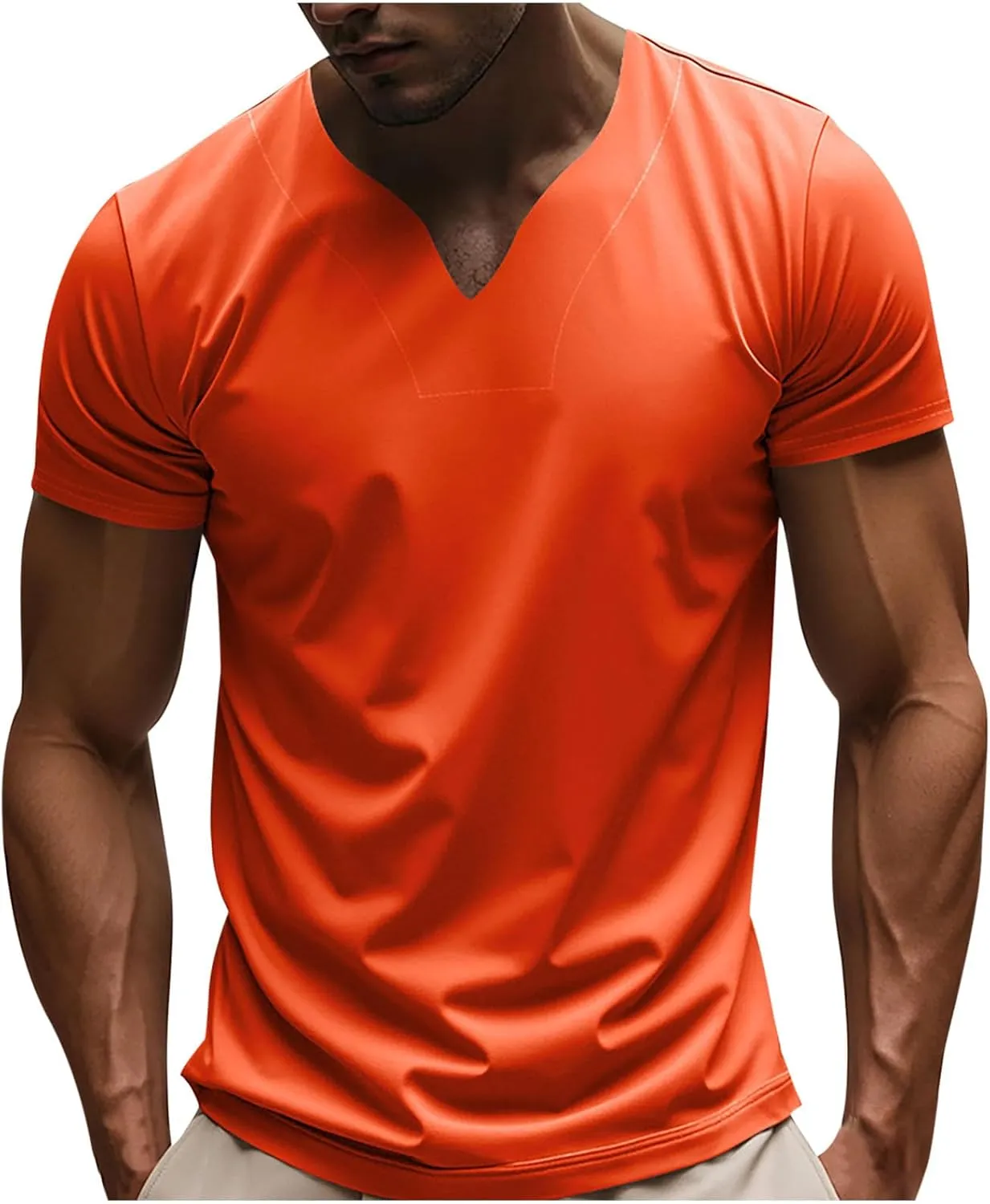 Athletic Shirts for Men Short Sleeve V Neck Basic Shirt Summer Quick Dry Casual Comfy Running Workout Pullover Tops