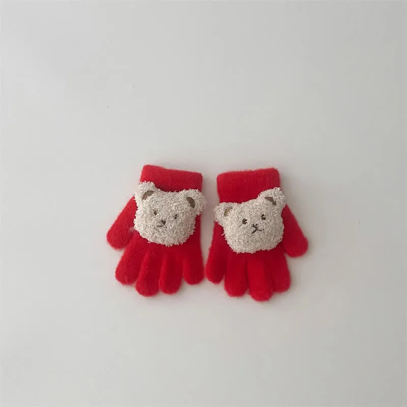 Baby Toddler 3D Bear Fleece Gloves