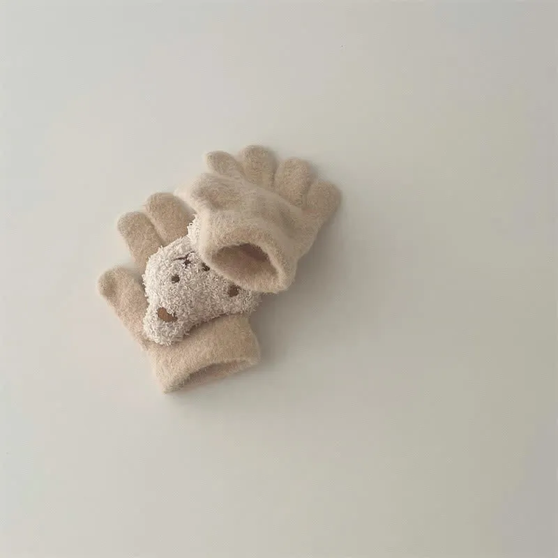 Baby Toddler 3D Bear Fleece Gloves