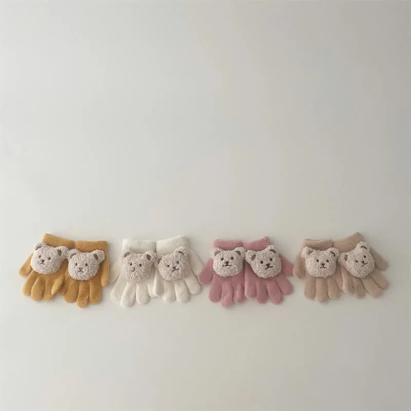 Baby Toddler 3D Bear Fleece Gloves