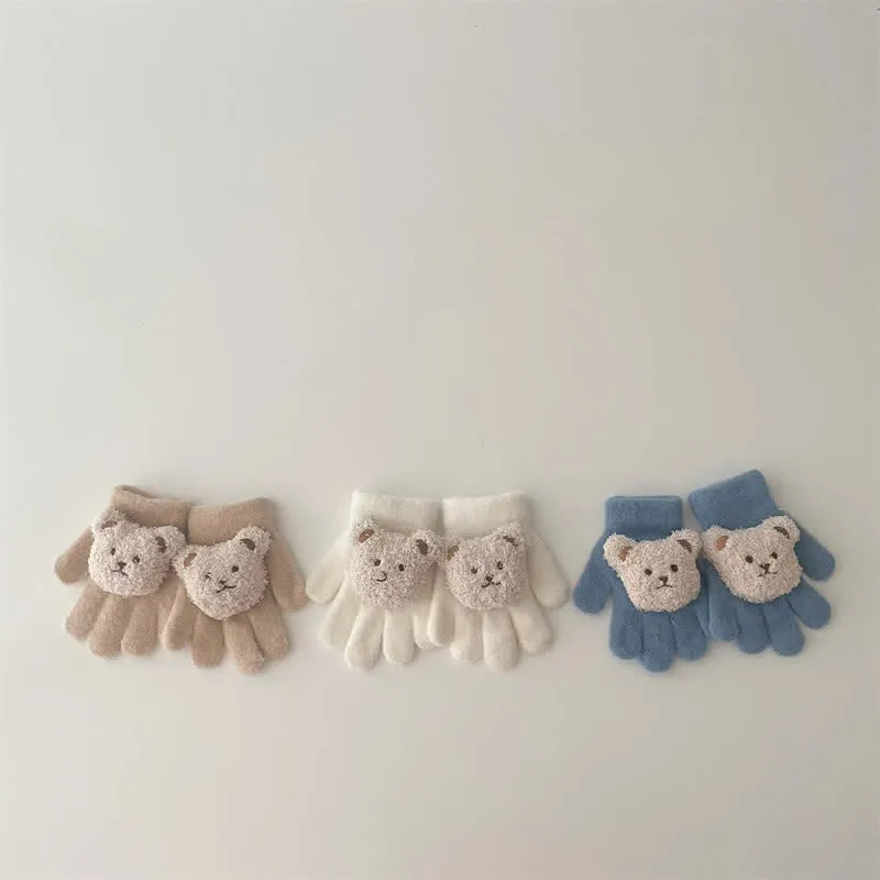 Baby Toddler 3D Bear Fleece Gloves