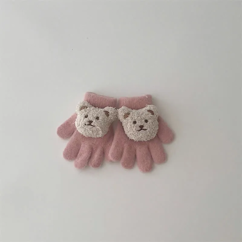Baby Toddler 3D Bear Fleece Gloves