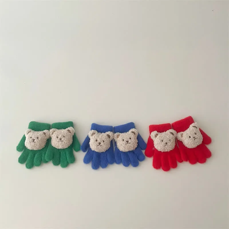 Baby Toddler 3D Bear Fleece Gloves