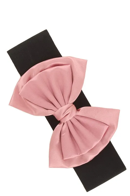 Beige/Black Ribbon Style Elastic Stretch Belt