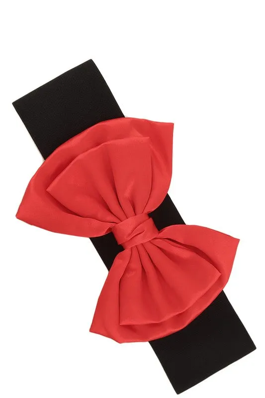 Beige/Black Ribbon Style Elastic Stretch Belt