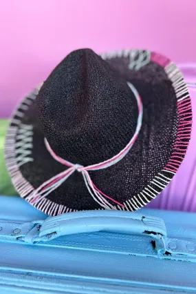 Black Multi Stitch Panama Hat