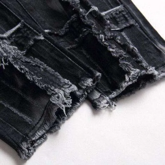 Bleached patchwork jeans for men