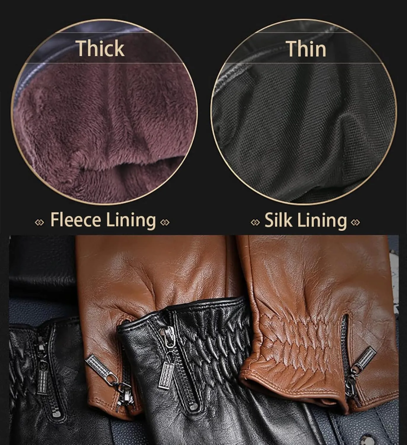 CAKERS Men Leather Driving Gloves|Winter Sheepskin Touchscreen Gloves|Cold Weather Warm Gloves For Outdoor Activities