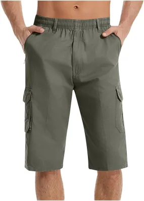 Cargo Jogging Shorts for Men Elastic Waistband SweatShorts Breathable Workout Gym Running Athletic with Zip Pockets