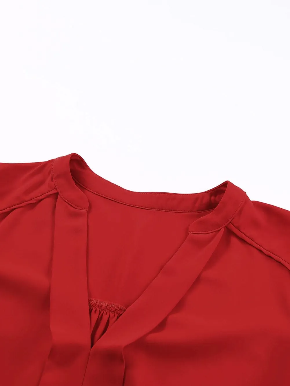 Casual Red Puff Sleeve Shirt