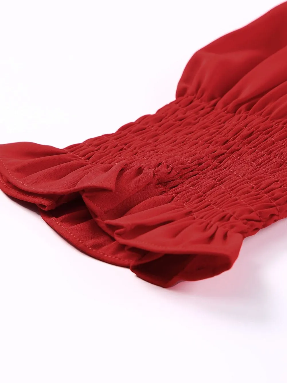 Casual Red Puff Sleeve Shirt