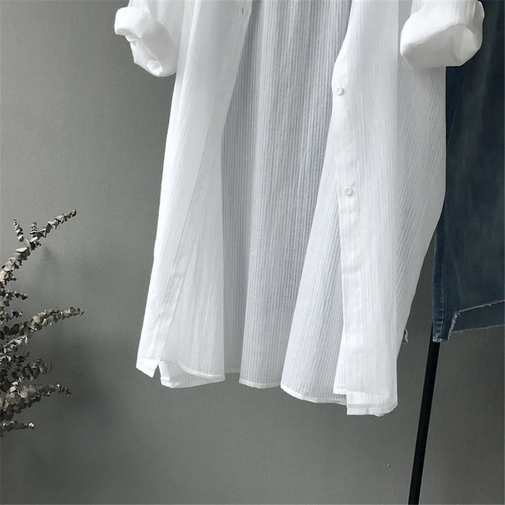 Casual White Long Sleeve Blouse