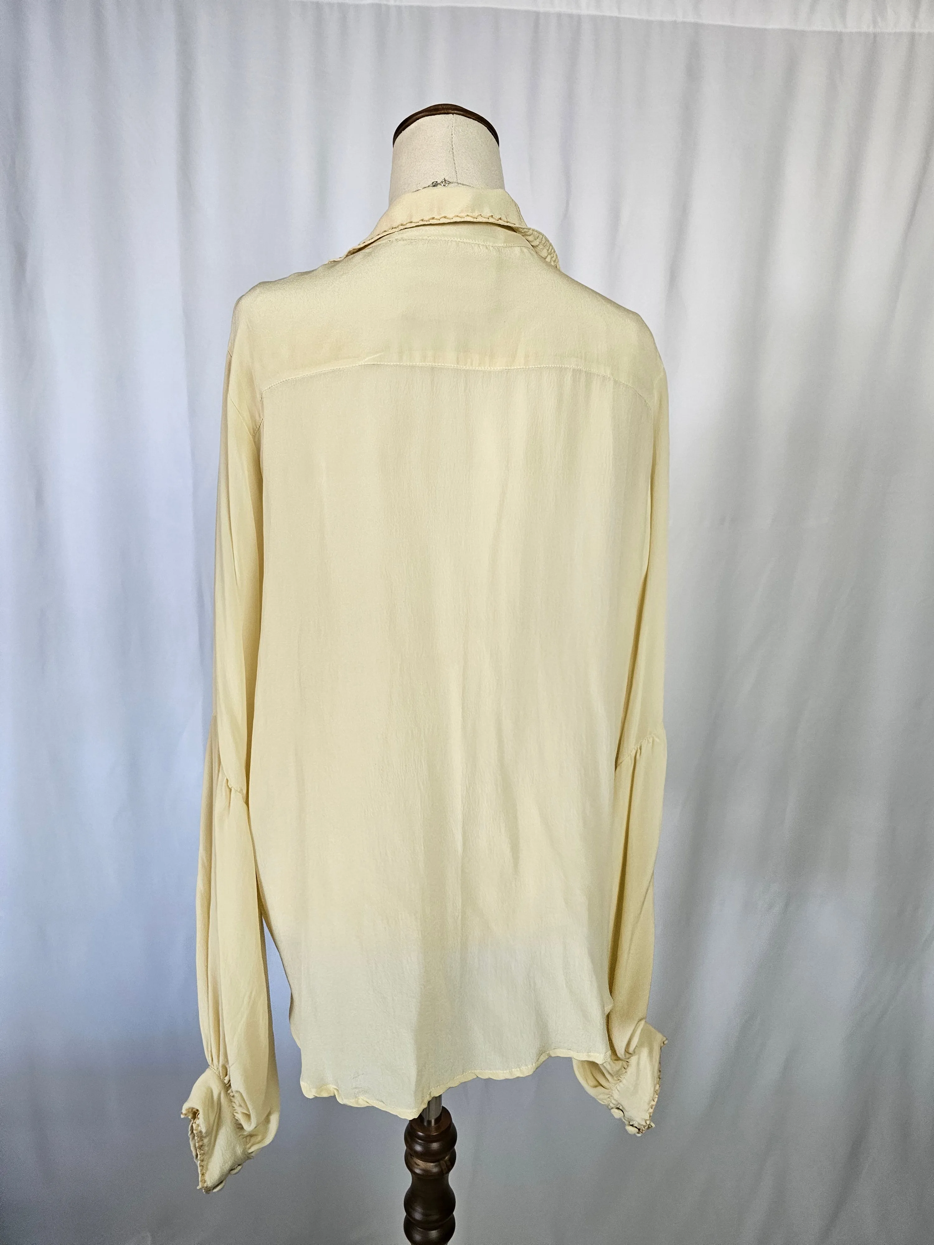 Chasing Unicorns "till the morning comes" silk shirt blouse L