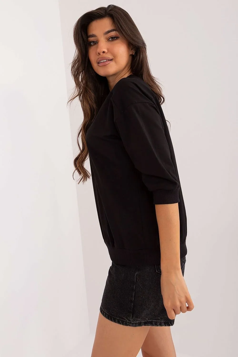 Chest Decorated 3/4 Sleeve Blouse