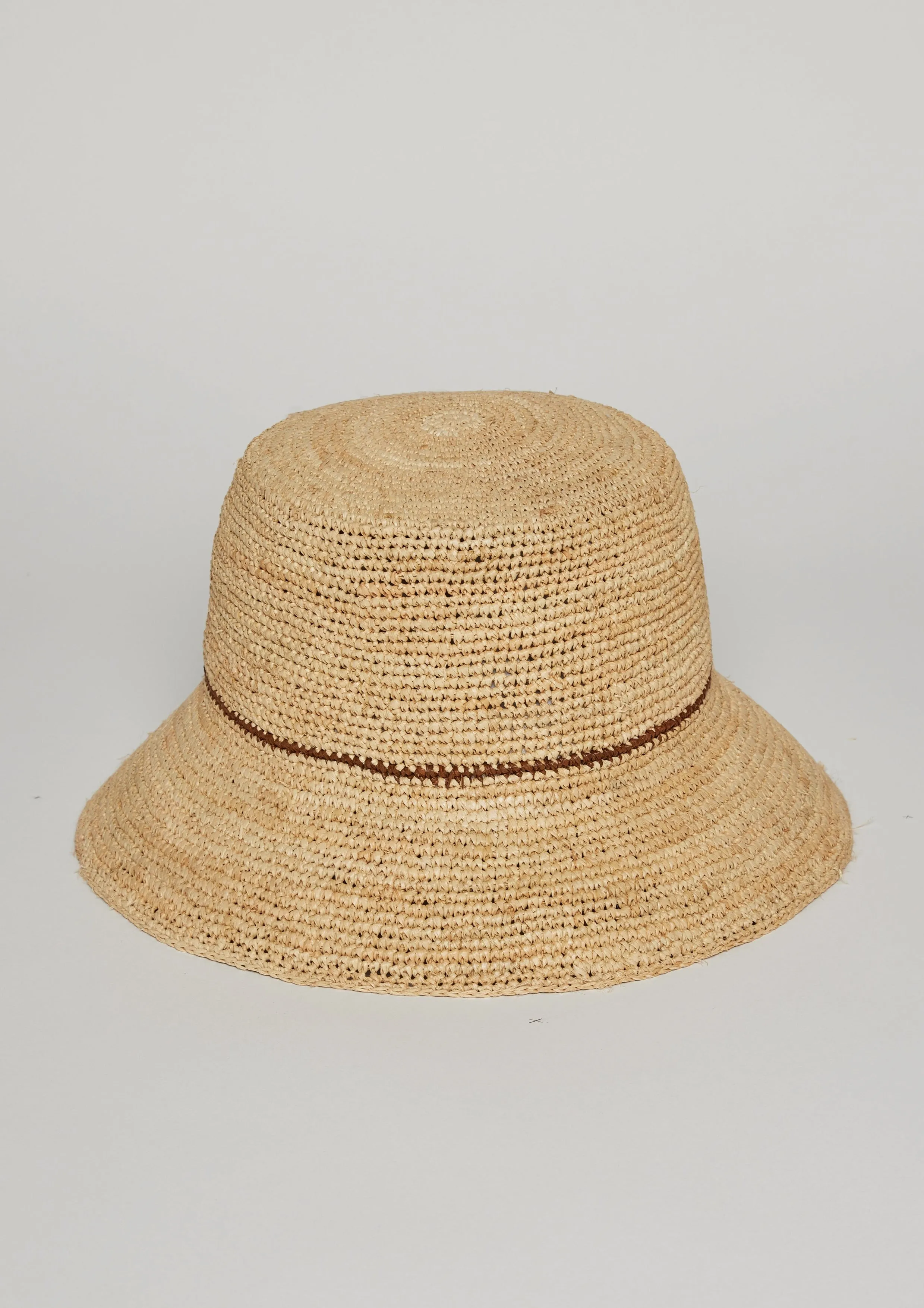 Chic Crochet Bucket Hat- Natural/tobacco