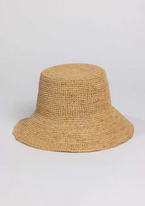 Chic Crochet Bucket Hat- Natural/tobacco