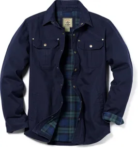 CQR Men's Twill All Cotton Flannel Lined Shirt Jacket, Soft Brushed Outdoor Shirt Jacket