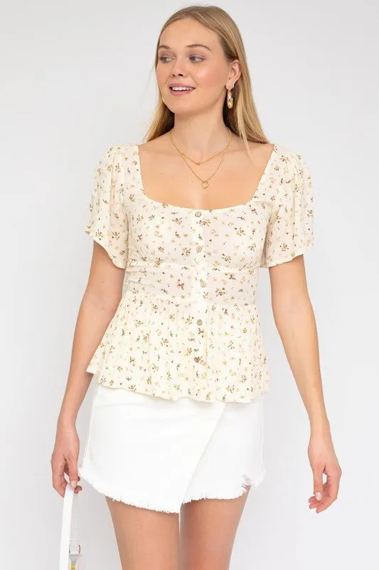 Darling Floral Babydoll Style Blouse