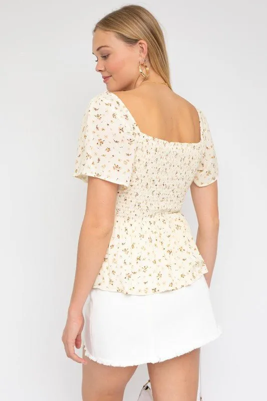 Darling Floral Babydoll Style Blouse