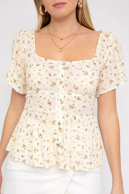 Darling Floral Babydoll Style Blouse