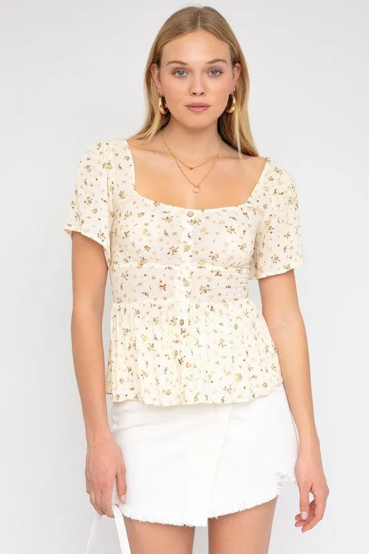 Darling Floral Babydoll Style Blouse