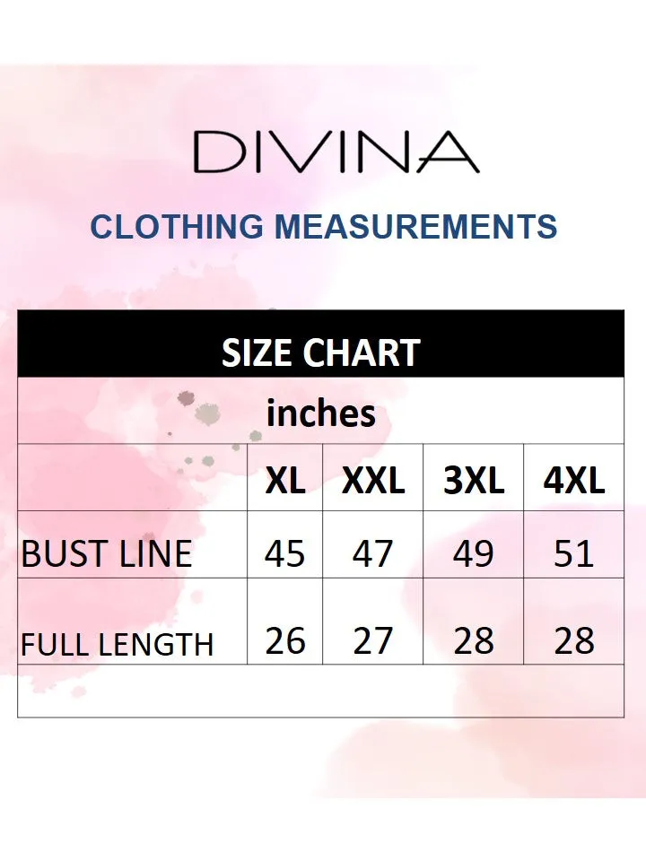 Divina Plus Size V-Detail Printed Blouse