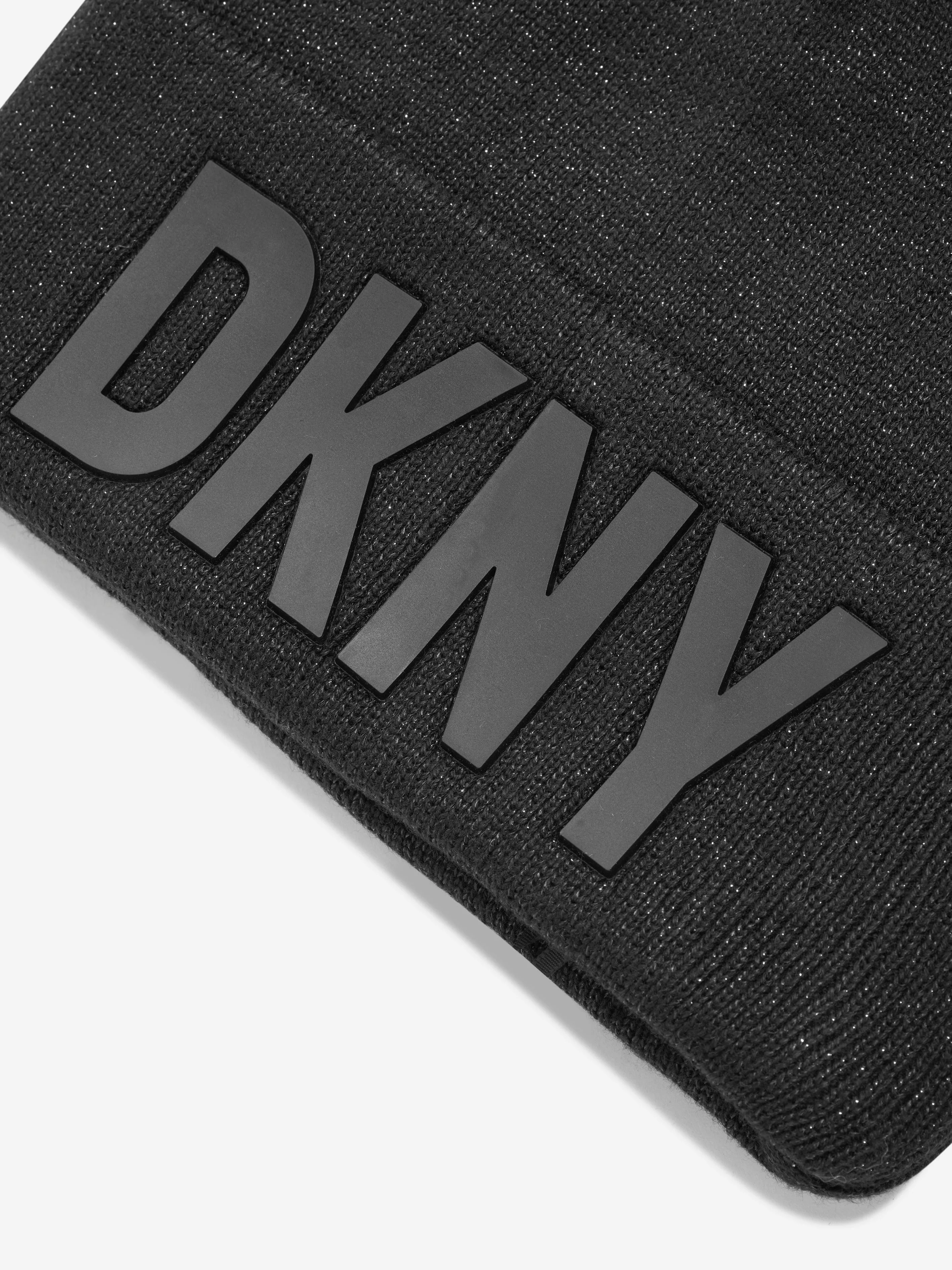 DKNY Girls Logo Beanie Hat in Black