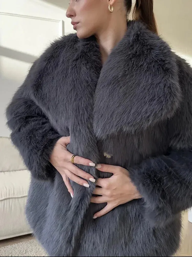 Fur Feather Long Sleeve Tassel Lapel Coat