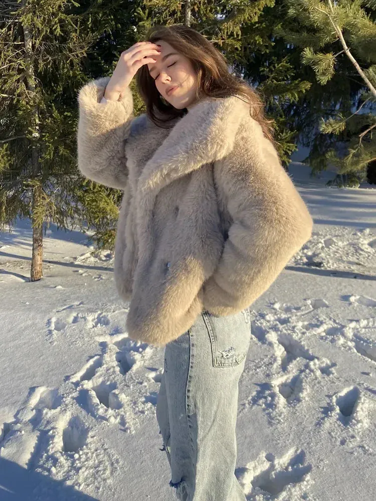Fur Feather Long Sleeve Tassel Lapel Coat