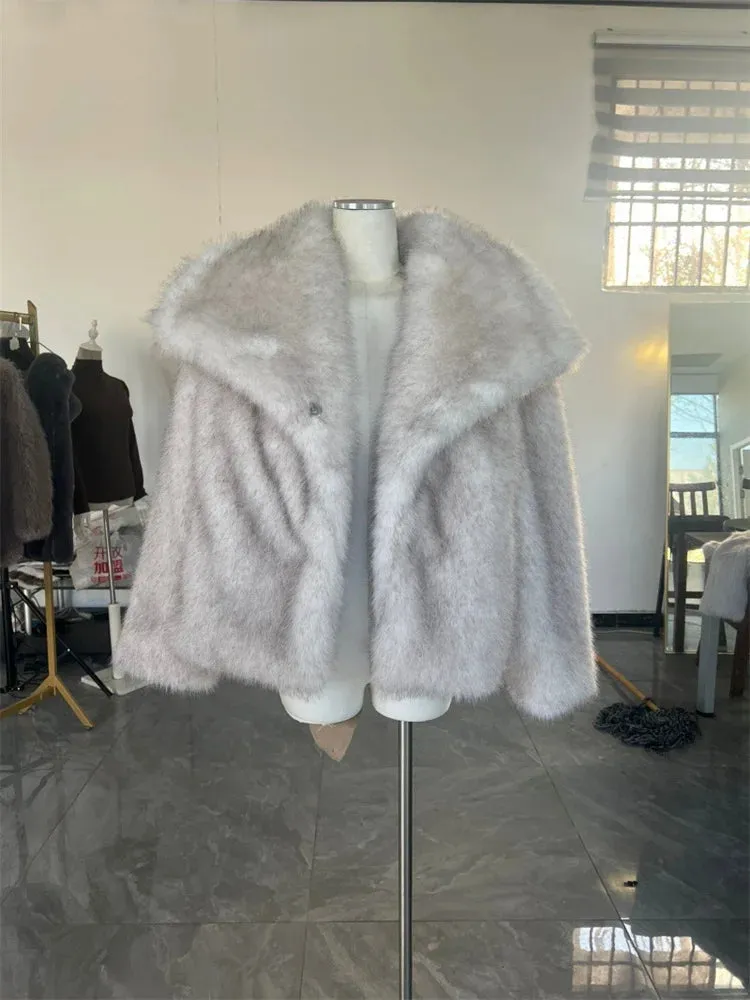 Fur Feather Long Sleeve Tassel Lapel Coat