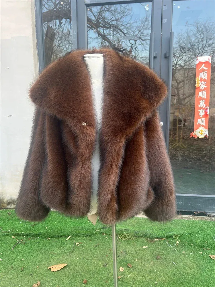 Fur Feather Long Sleeve Tassel Lapel Coat
