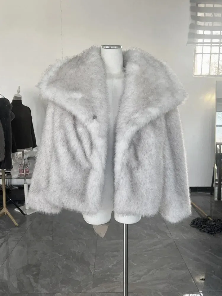 Fur Feather Long Sleeve Tassel Lapel Coat