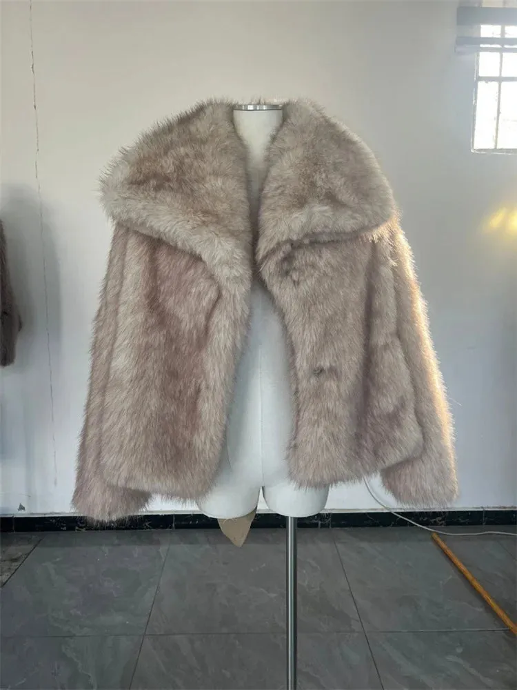Fur Feather Long Sleeve Tassel Lapel Coat